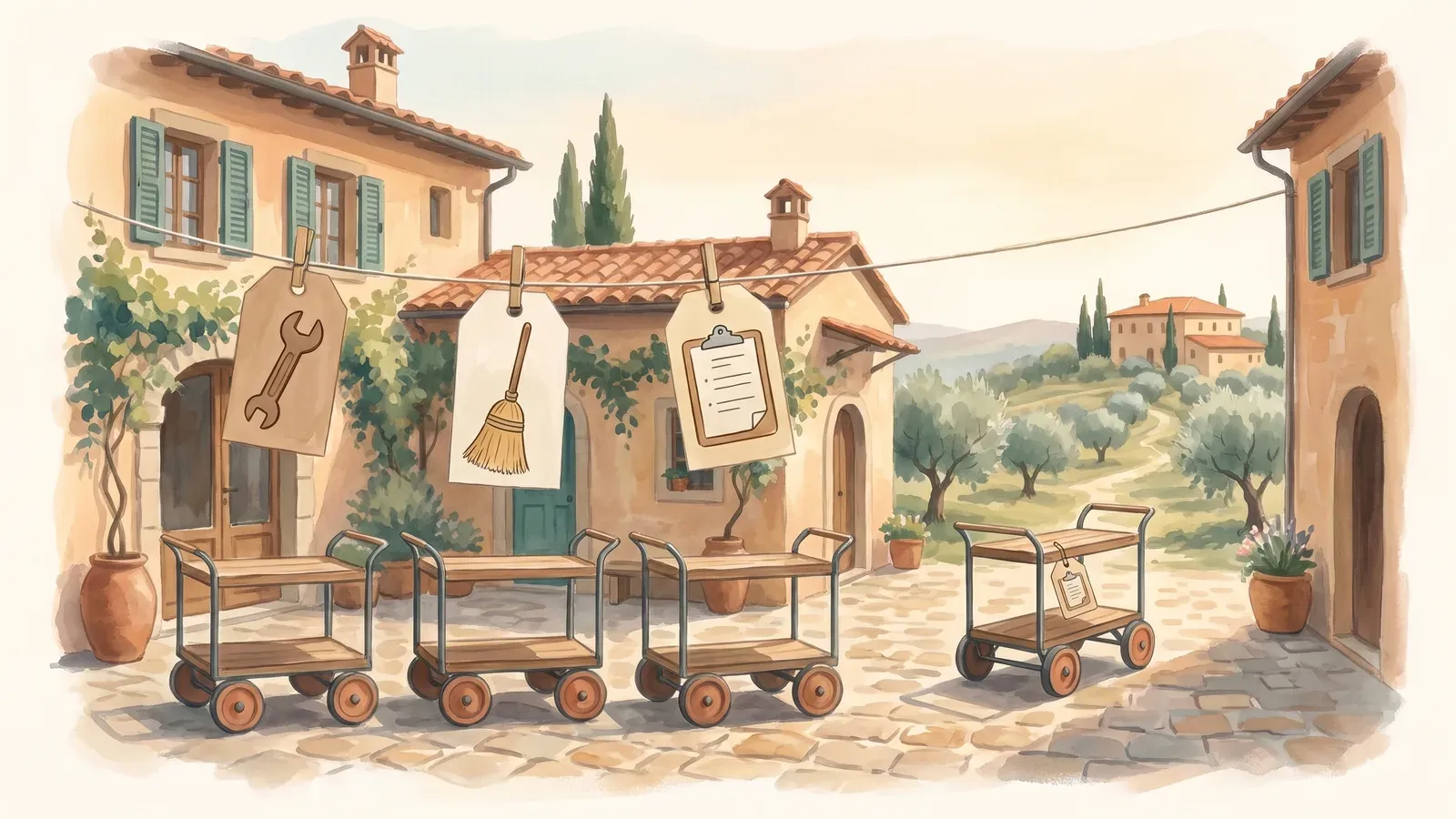 Watercolor hero for "Best Vacation Rental Operations Software for Automated Workflows (2026)"